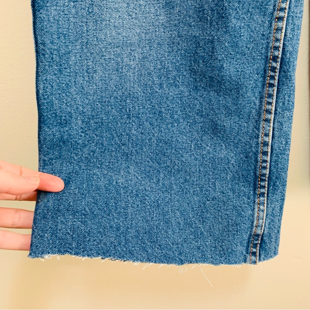 Sezane Denim Ankle Raw Hem Wide Leg Blue Jeans size 38 - Picture 3 of 9